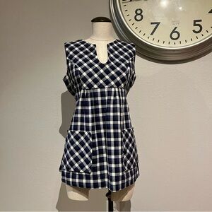 Vintage Navy and White Checkered Tunic